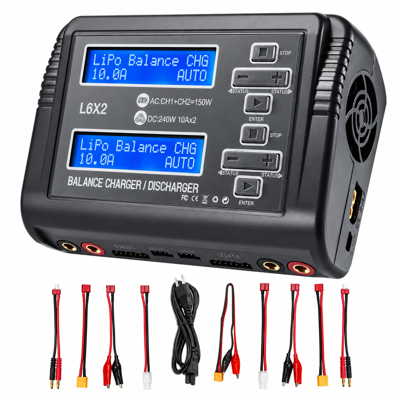HTRC L6X2 10A AC 150W DC 240W for 1-6S Lipo Smart Dual Battery Discharger For RC Drone