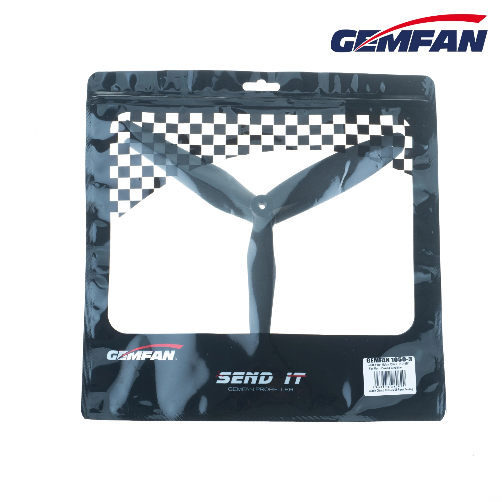 Gemfan 1050 Cinelifter Glass Fiber Nylon 3 Blade CW/CCW- Black (1 Pairs) - Image 4